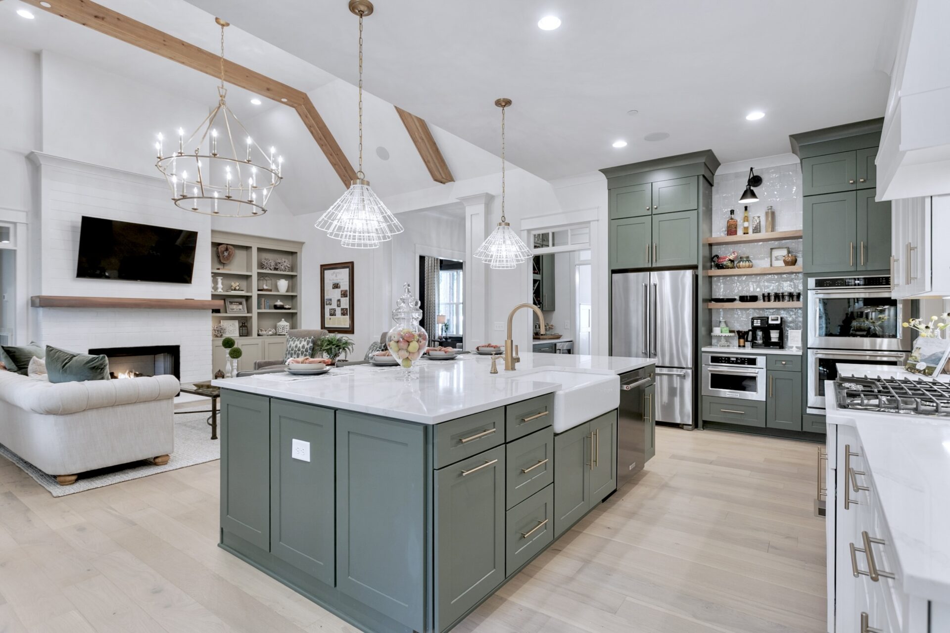 Modern Kitchen and Living Room | Nashville Luxury Homes - Home Builders